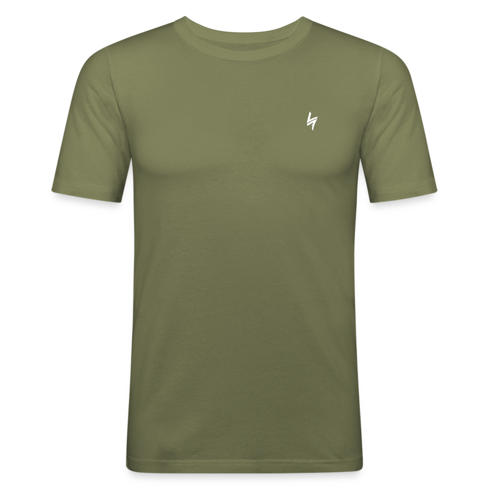 Men's Slim Fit T-Shirt White Logo - khaki green