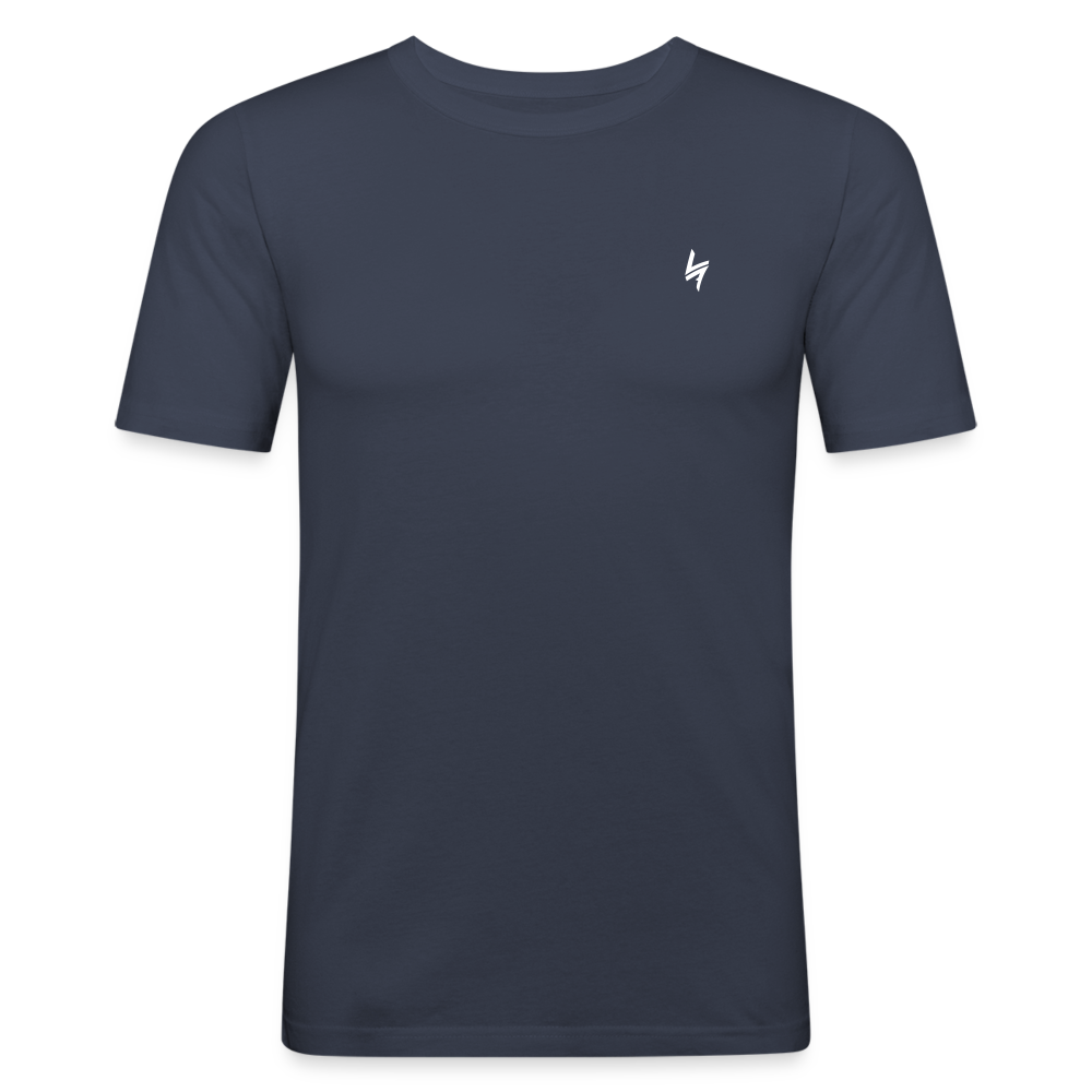 Men's Slim Fit T-Shirt White Logo - navy