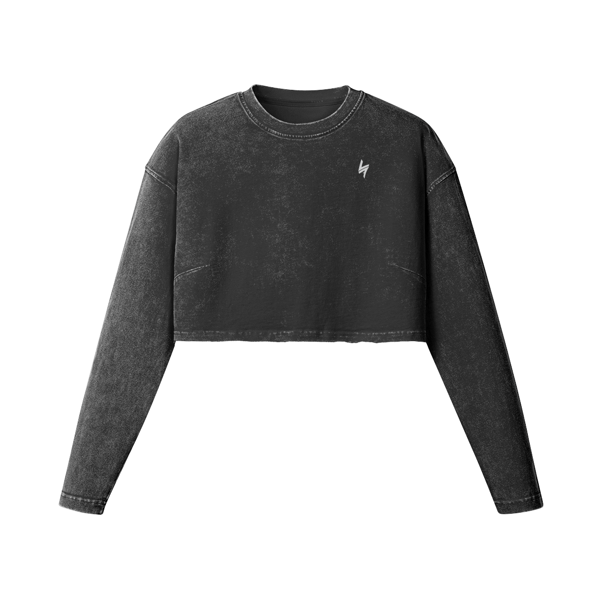 Women's Raw Hem Long Sleeve Crop Top